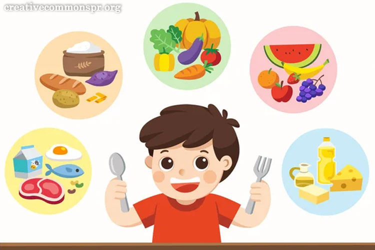 Poster Gizi Sehat Anak dengan Ilustrasi Bebas Lisensi